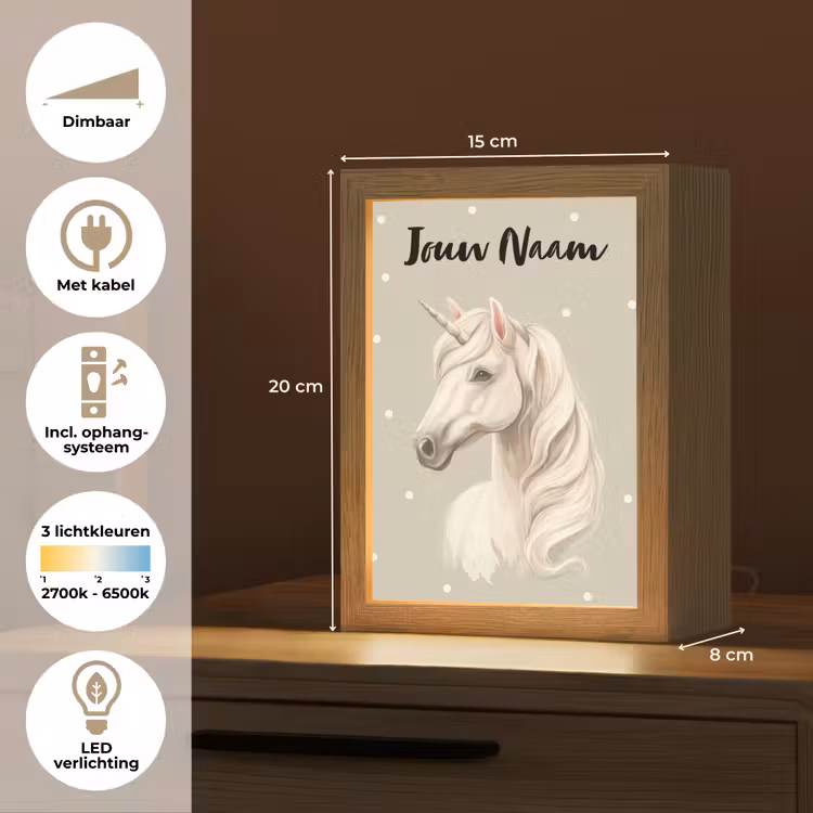 Eenhoorn - Manen - Stippen - Golven Light Box met kabel (Kinderlampje) klein -USP_NL