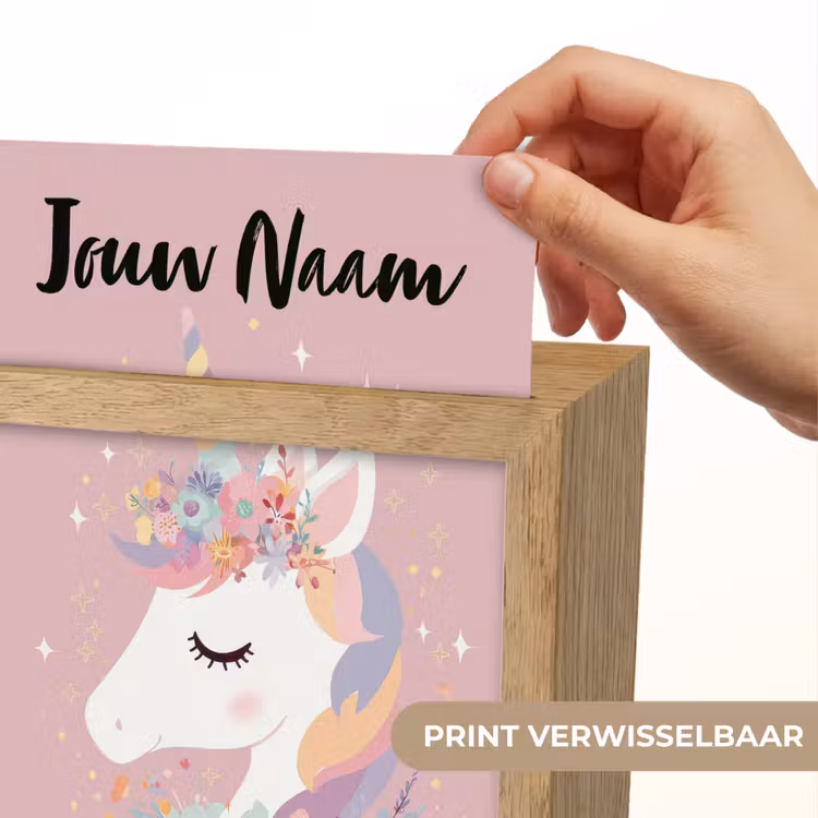 Eenhoorn - Roze - Bloemen Light Box met kabel (Kinderlampje) klein -USP_websiteprintNL
