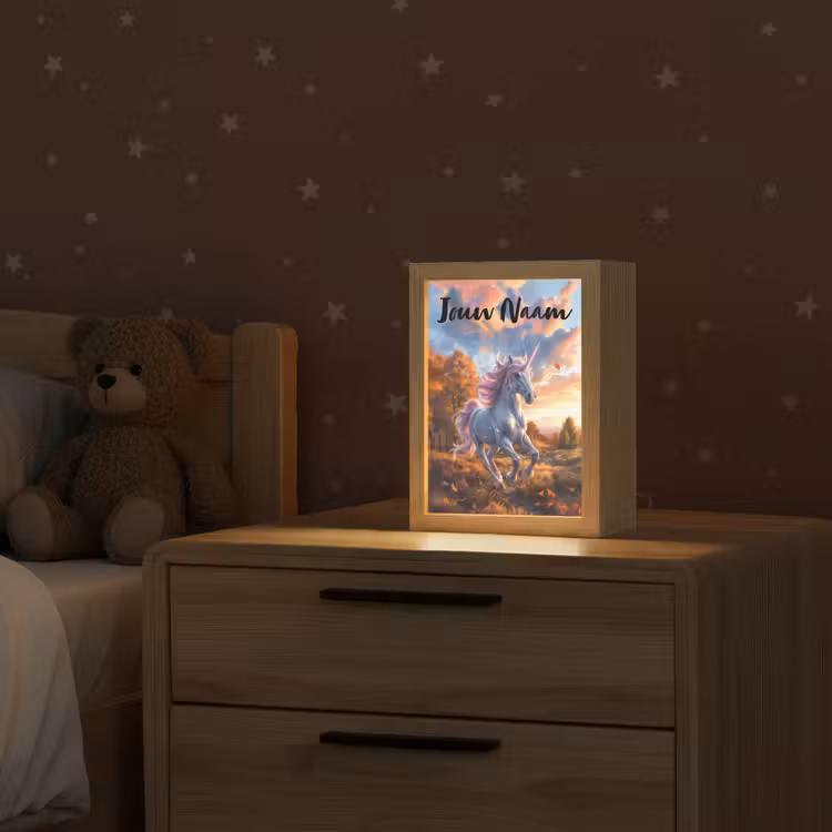 Eenhoorn - Sprookjes dier - Natuur - Meisjes Light Box met kabel (Kinderlampje) klein -sfeer1_kind