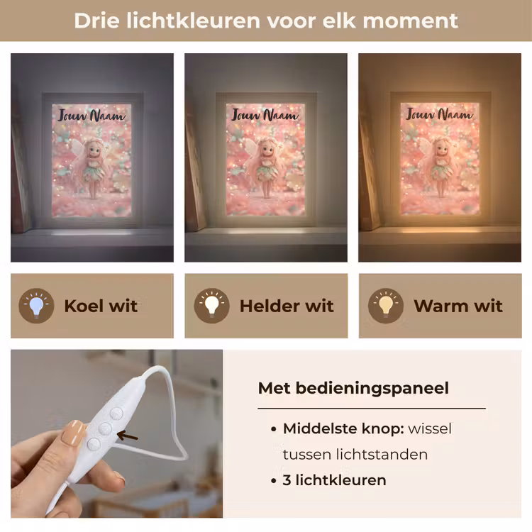 Fee - Bloemen - Roze Light Box met kabel (Kinderlampje) klein -USP_lichtkleurNL