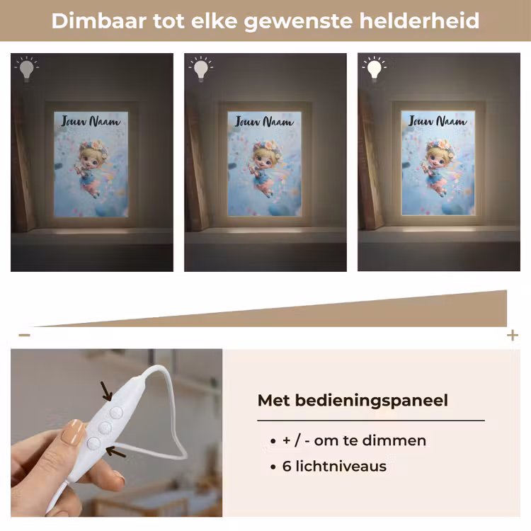Fee - Bloemen - Sprookje - Blauw Light Box met kabel (Kinderlampje) klein -USP_dimbaarNL