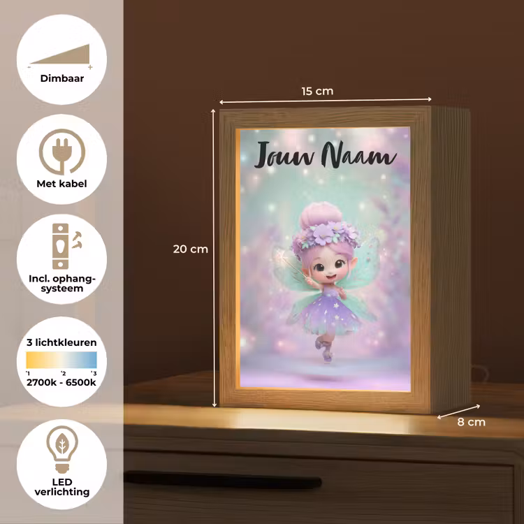Fee - Paars - Sprookje Light Box met kabel (Kinderlampje) klein -USP_NL