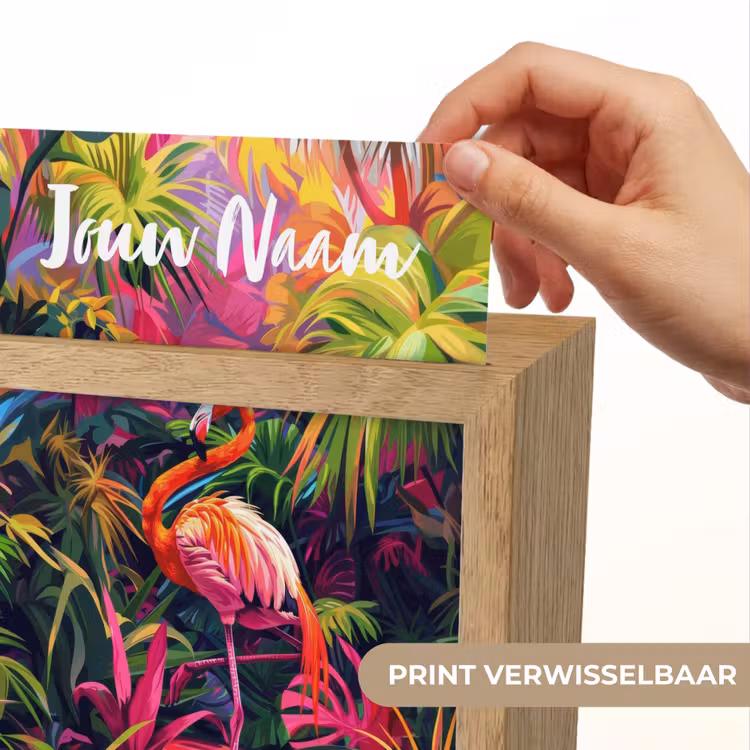 Flamingo - Tropisch - Dier - Bladeren Light Box met kabel (Kinderlampje) klein -USP_websiteprintNL