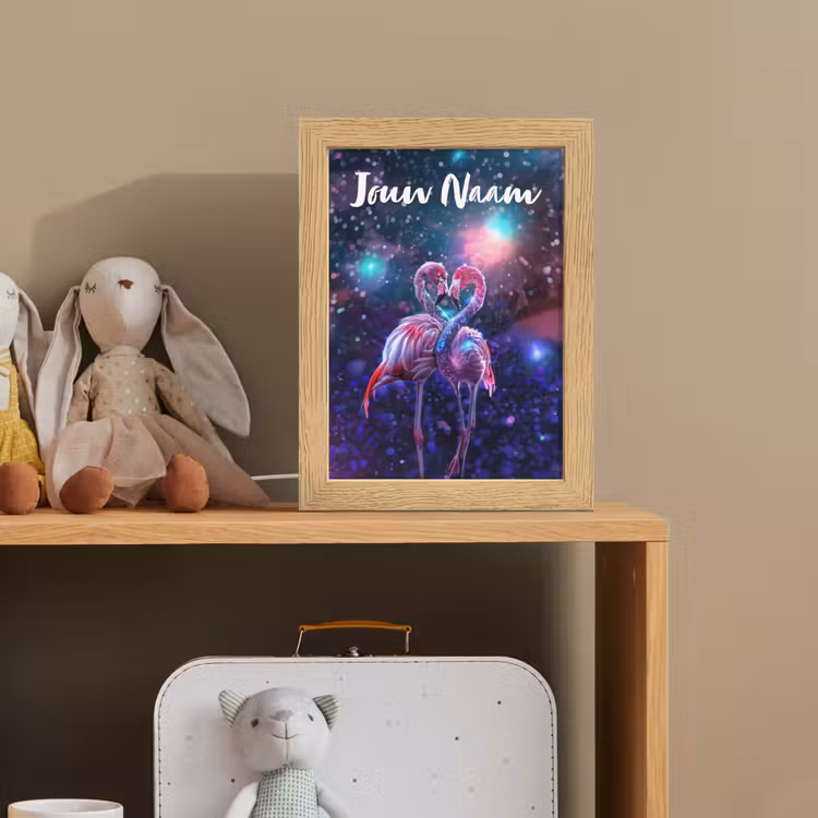 Flamingo's - Dieren - Ruimte - Galaxy Light Box met kabel (Kinderlampje) klein -sfeer2_kind