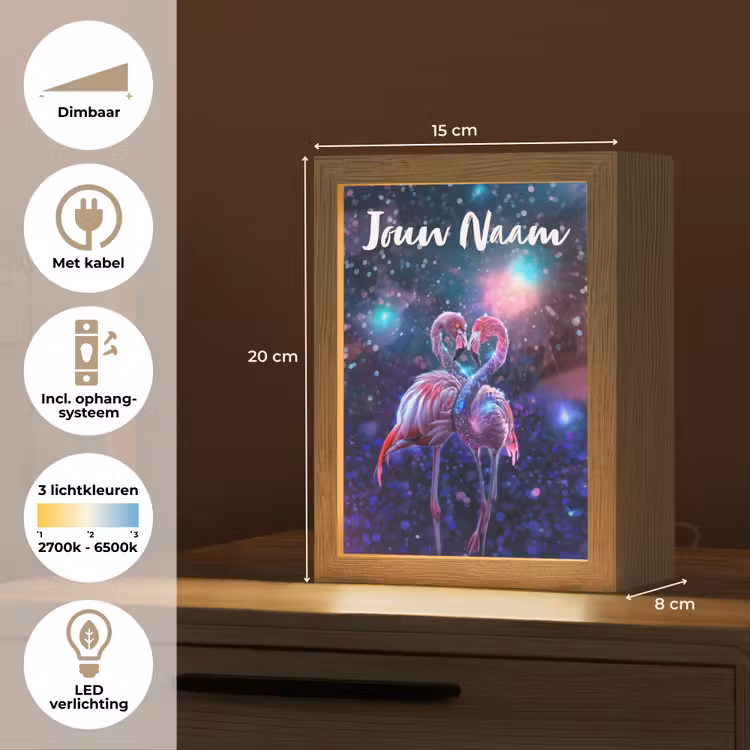 Flamingo's - Dieren - Ruimte - Galaxy Light Box met kabel (Kinderlampje) klein -USP_NL