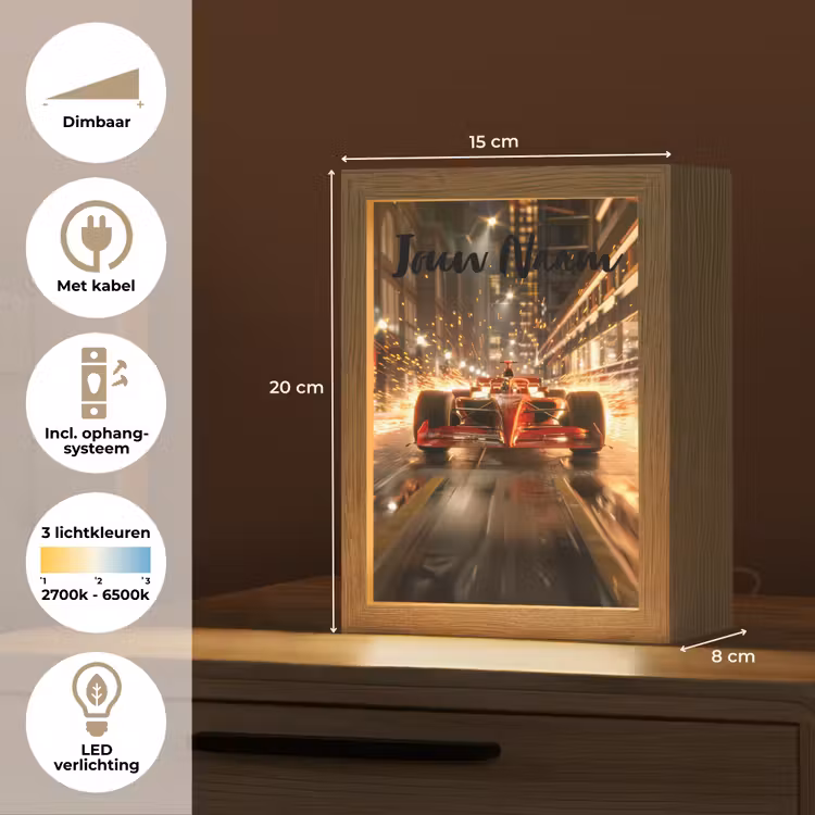 Formule 1 - Auto - Race - Goud - Jongens Light Box met kabel (Kinderlampje) klein -USP_NL