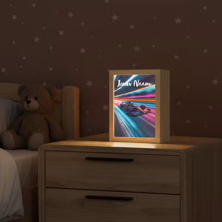 Formule 1 - Auto - Race - Jongens - Kleurrijk Light Box met kabel (Kinderlampje) klein -sfeer1_kind