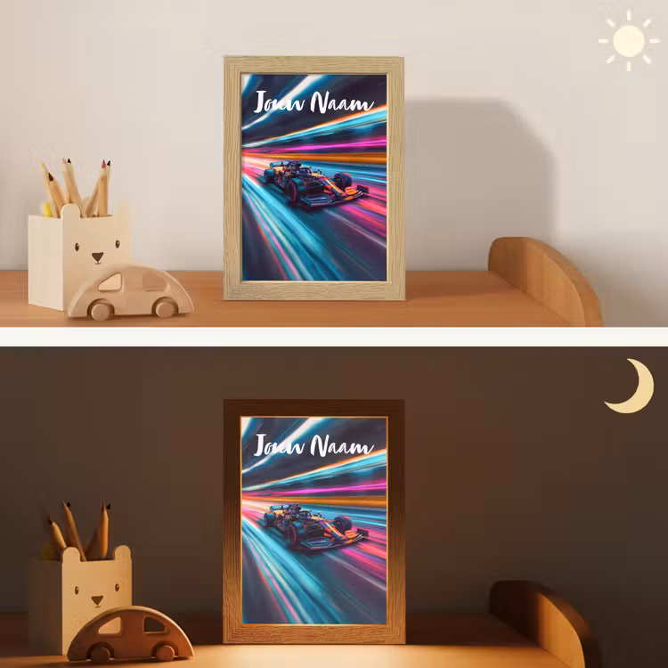 Formule 1 - Auto - Race - Jongens - Kleurrijk Light Box met kabel (Kinderlampje) klein -sfeer3_kind