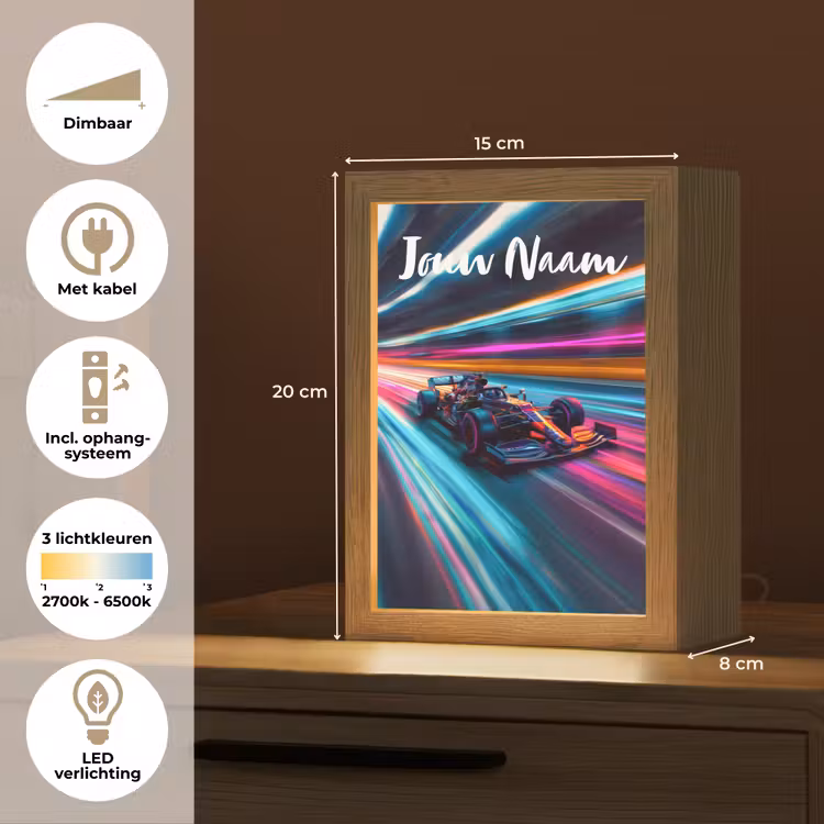 Formule 1 - Auto - Race - Jongens - Kleurrijk Light Box met kabel (Kinderlampje) klein -USP_NL