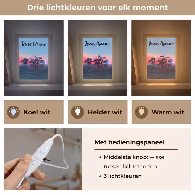 Formule 1 - Race  - Auto - Jongens Light Box met kabel (Kinderlampje) klein -USP_lichtkleurNL
