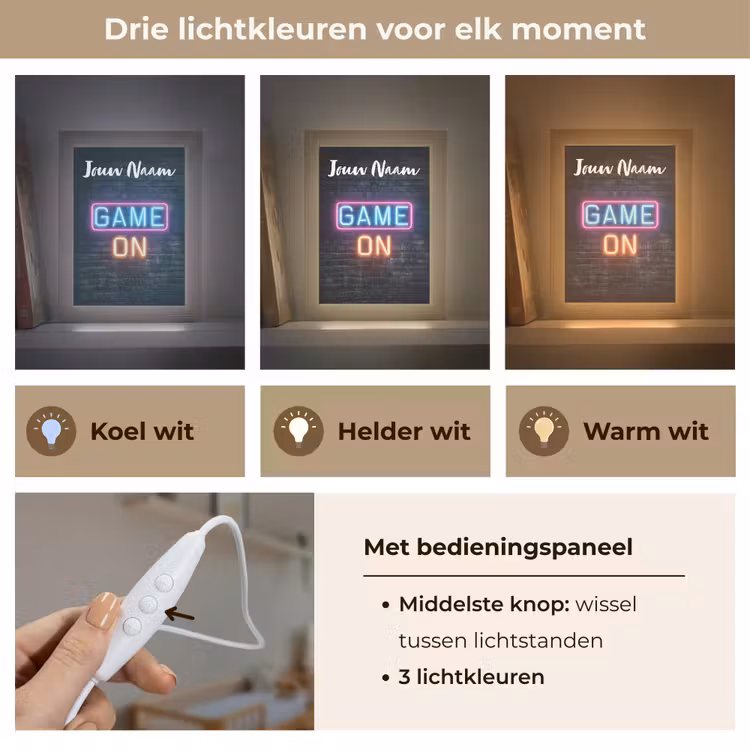 Game - Neon - Muur Light Box met kabel (Kinderlampje) klein -USP_lichtkleurNL