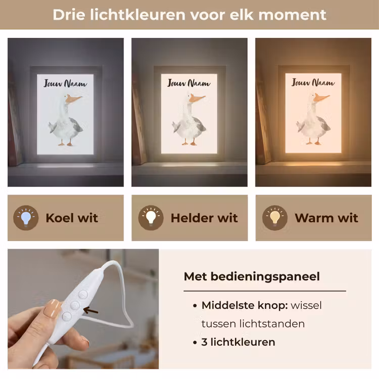 Gans - Eend - Boerderij - Dieren Light Box met kabel (Kinderlampje) klein -USP_lichtkleurNL