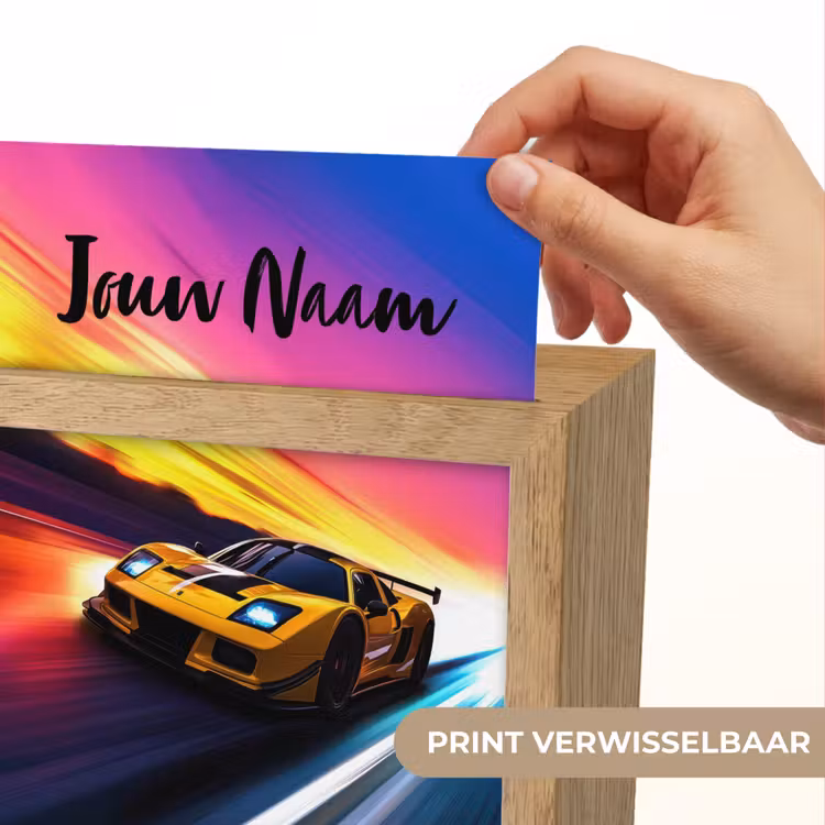 Gele raceauto - Kleurrijk - Neon Light Box met kabel (Kinderlampje) klein -USP_websiteprintNL