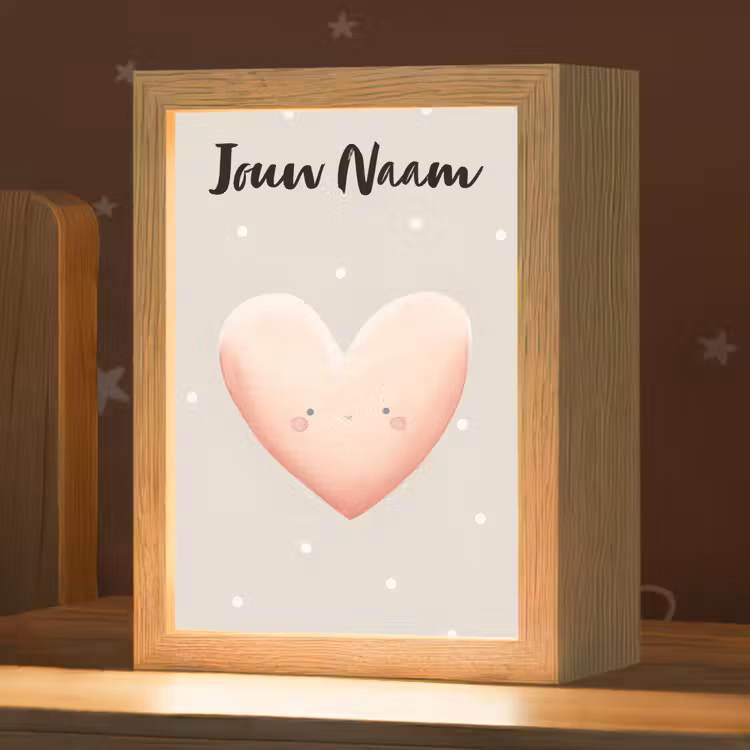 Gezichtje - Hart - Roze - Stippen Light Box met kabel (Kinderlampje) klein -zzz_3d_website
