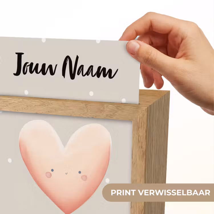 Gezichtje - Hart - Roze - Stippen Light Box met kabel (Kinderlampje) klein -USP_websiteprintNL