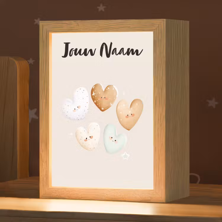 Gezichtjes - Hartjes - Pasteltinten - Sterretjes Light Box met kabel (Kinderlampje) klein -zzz_3d_website