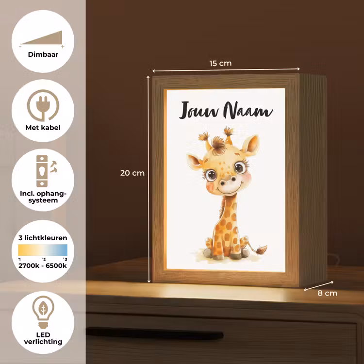 Giraf - Baby dier - Wilde dieren Light Box met kabel (Kinderlampje) klein -USP_NL