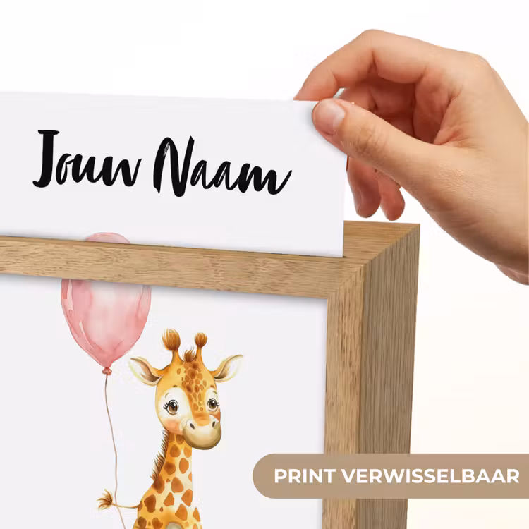 Giraf - Baby - Dieren - Roze ballon Light Box met kabel (Kinderlampje) klein -USP_websiteprintNL
