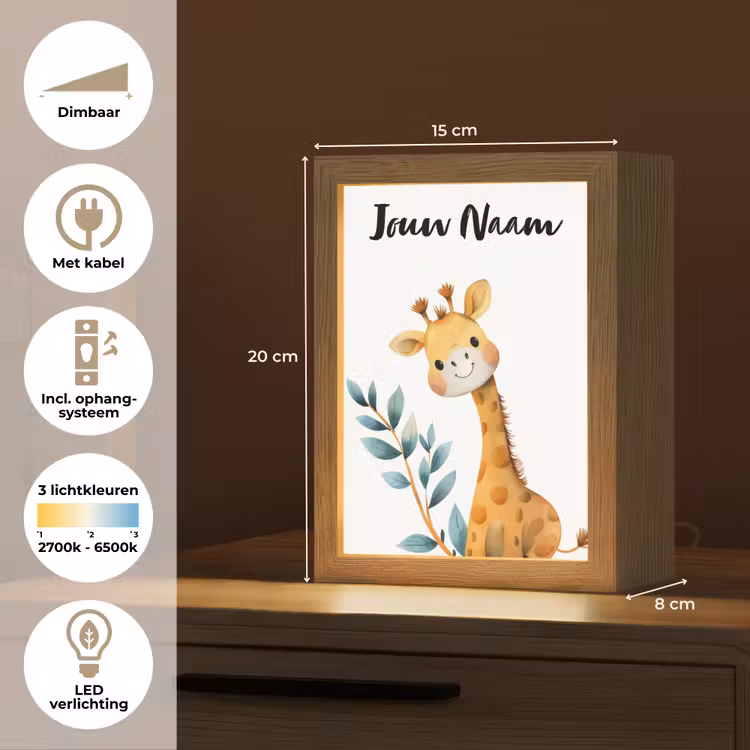 Giraf - Dier - Wilde dieren Light Box met kabel (Kinderlampje) klein -USP_NL
