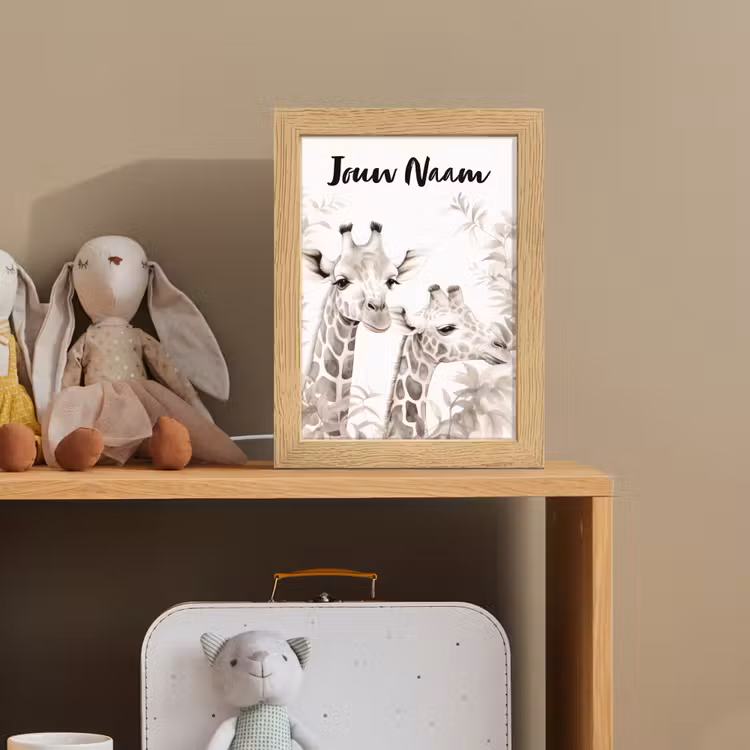 Giraffe - Bladeren - Bruin - Jungle - Kind Light Box met kabel (Kinderlampje) klein -sfeer2_kind