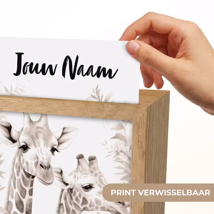 Giraffe - Bladeren - Bruin - Jungle - Kind Light Box met kabel (Kinderlampje) klein -USP_websiteprintNL