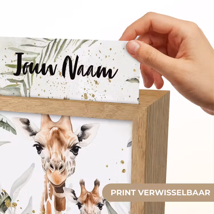 Giraffe - Bladeren - Kinderen - Dieren - Jungle Light Box met kabel (Kinderlampje) klein -USP_websiteprintNL