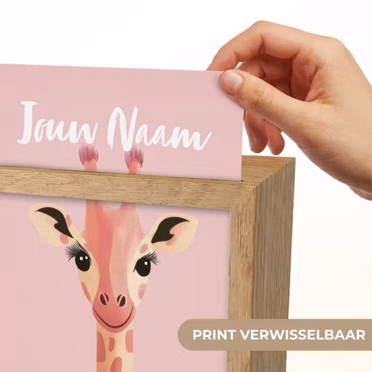 Giraffe - Illustratie - Roze Light Box met kabel (Kinderlampje) klein -USP_websiteprintNL