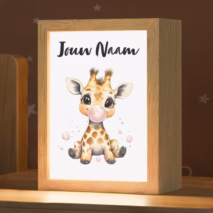 Giraffe - Roze - Kauwgom Light Box met kabel (Kinderlampje) klein -zzz_3d_website