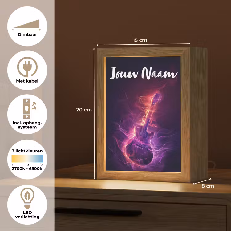 Gitaar - Muziek - Rook - Paars Light Box met kabel (Kinderlampje) klein -USP_NL