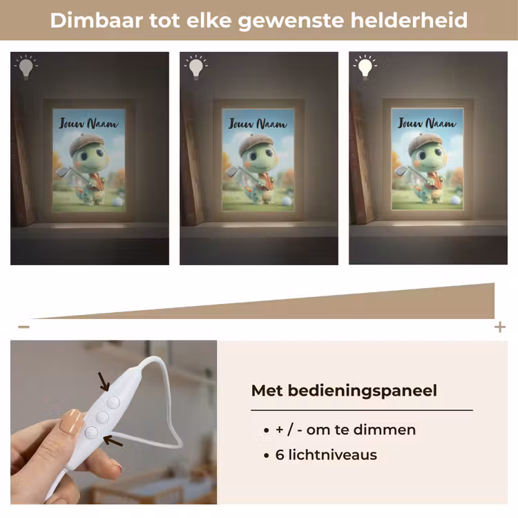 Golf - Dino - Groen Light Box met kabel (Kinderlampje) klein -USP_dimbaarNL