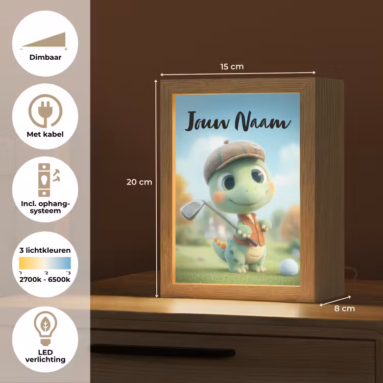 Golf - Dino - Groen Light Box met kabel (Kinderlampje) klein -USP_NL