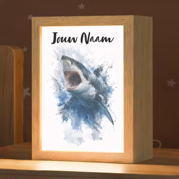 Haai - Blauw - Water Light Box met kabel (Kinderlampje) klein -zzz_3d_website