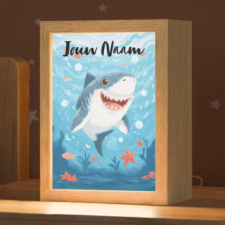 Haai - Vissen - Blauw - Onderwater Light Box met kabel (Kinderlampje) klein -zzz_3d_website
