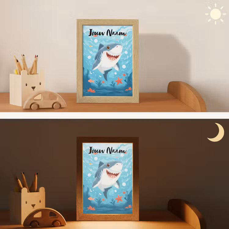 Haai - Vissen - Blauw - Onderwater Light Box met kabel (Kinderlampje) klein -sfeer3_kind