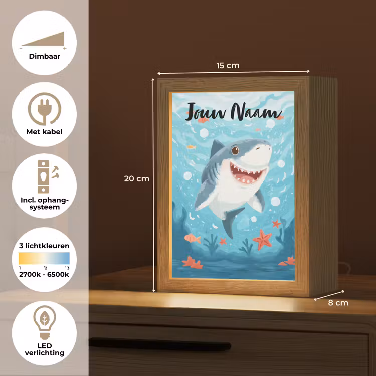 Haai - Vissen - Blauw - Onderwater Light Box met kabel (Kinderlampje) klein -USP_NL