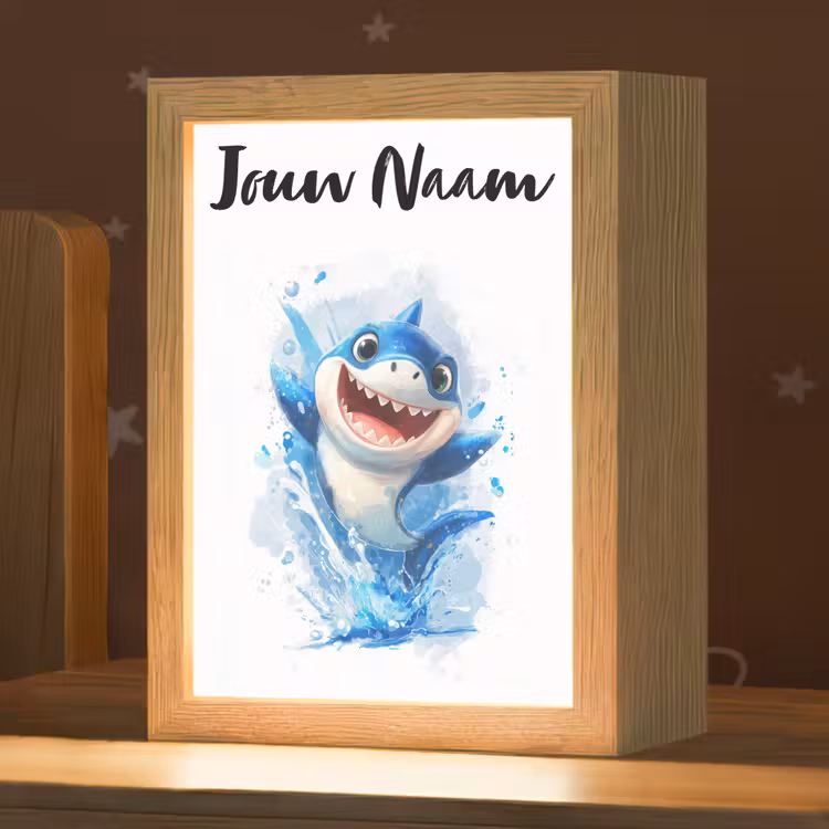 Haai - Water - Blauw Light Box met kabel (Kinderlampje) klein -zzz_3d_website
