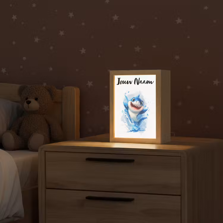 Haai - Water - Blauw Light Box met kabel (Kinderlampje) klein -sfeer1_kind