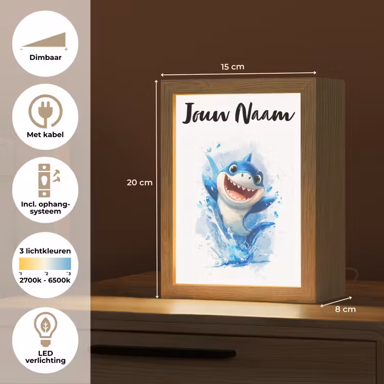 Haai - Water - Blauw Light Box met kabel (Kinderlampje) klein -USP_NL