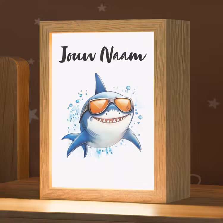 Haai - Zonnebril - Blauw - Water Light Box met kabel (Kinderlampje) klein -zzz_3d_website
