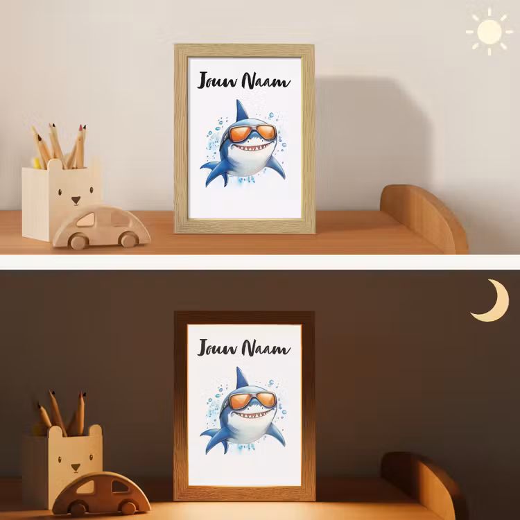 Haai - Zonnebril - Blauw - Water Light Box met kabel (Kinderlampje) klein -sfeer3_kind