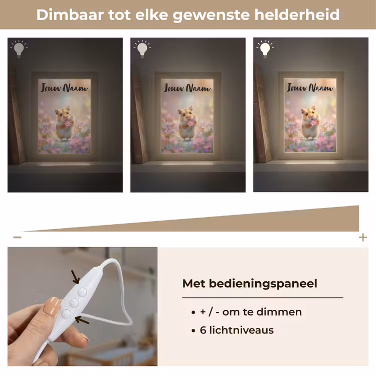 Hamster - Bloemen - Roze - Oranje Light Box met kabel (Kinderlampje) klein -USP_dimbaarNL