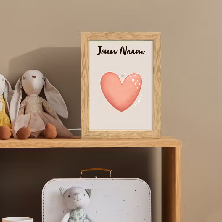 Hart - Rood - Minimalistisch Light Box met kabel (Kinderlampje) klein -sfeer2_kind