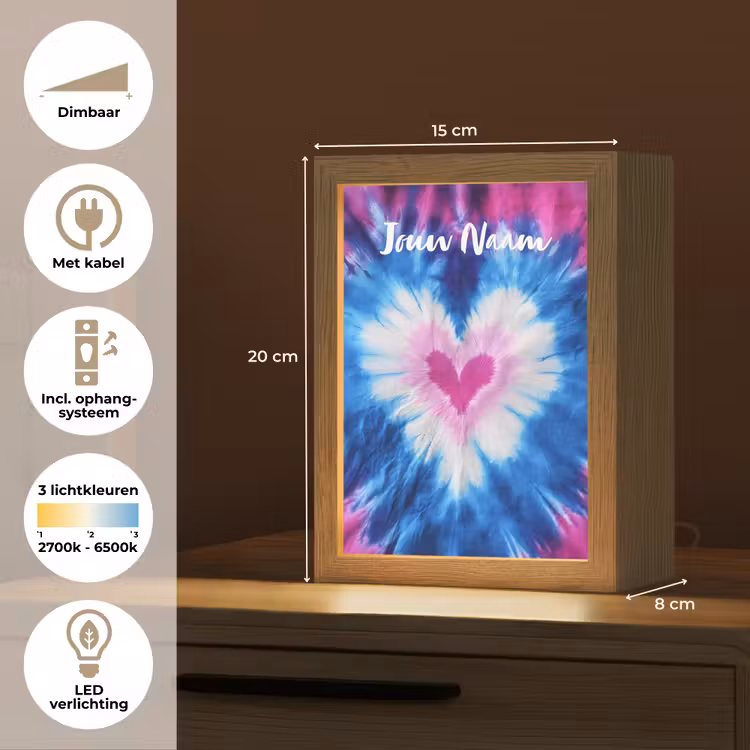 Hartje - Blauw - Tie Dye Light Box met kabel (Kinderlampje) klein -USP_NL