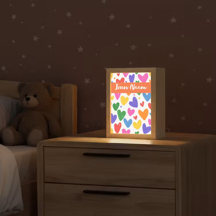Hartjes - Patroon - Kleurrijk Light Box met kabel (Kinderlampje) klein -sfeer1_kind