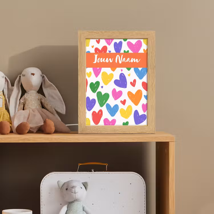 Hartjes - Patroon - Kleurrijk Light Box met kabel (Kinderlampje) klein -sfeer2_kind