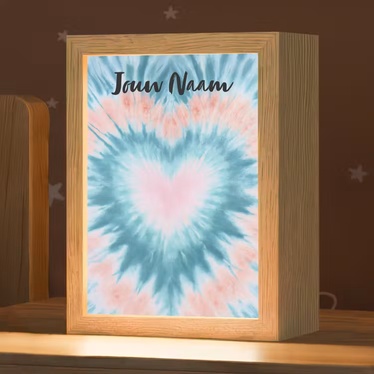 Hartvormig - Tie dye - Lichtblauw - Pasteltinten Light Box met kabel (Kinderlampje) klein -zzz_3d_website