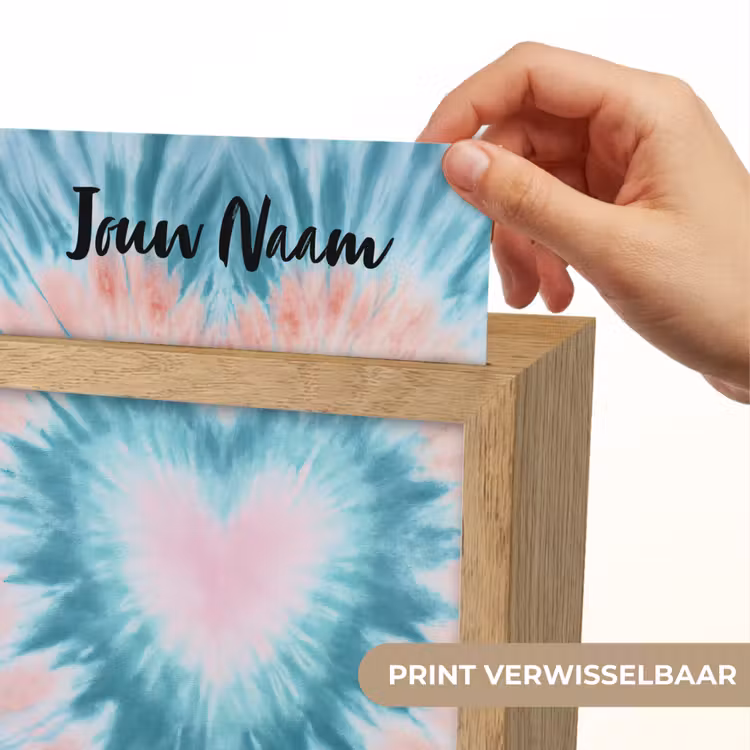 Hartvormig - Tie dye - Lichtblauw - Pasteltinten Light Box met kabel (Kinderlampje) klein -USP_websiteprintNL