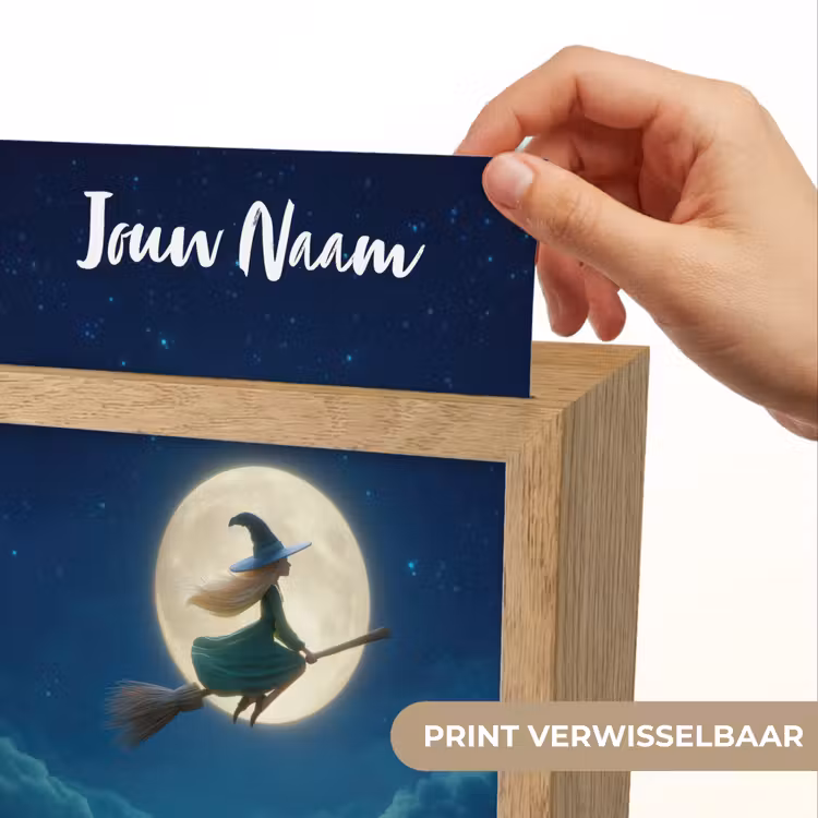 Heks - Volle maan - Sterrenhemel Light Box met kabel (Kinderlampje) klein -USP_websiteprintNL