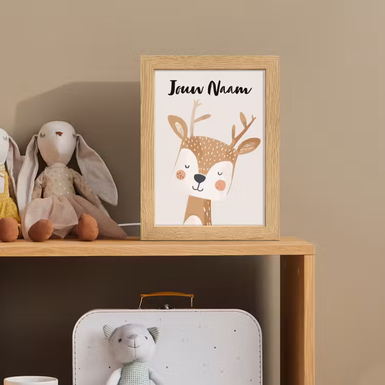Hert - Bosdieren - Beige Light Box met kabel (Kinderlampje) klein -sfeer2_kind