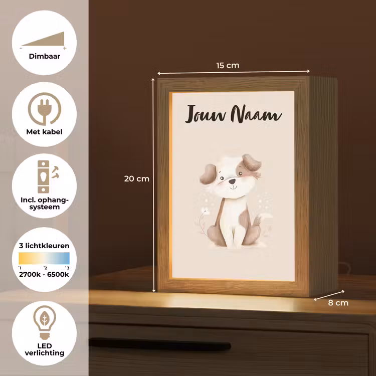 Hond - Gevlekt - Bruin Light Box met kabel (Kinderlampje) klein -USP_NL